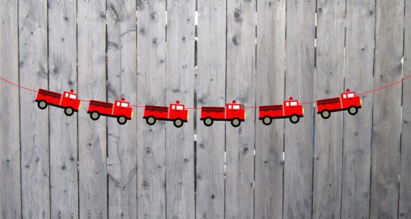Firetruck Birthday Banner - Fireman Party Banner - Firefighter Birthday Banner - Firetruck Banner - 3D