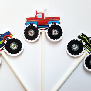 Monster Truck Cupcake Toppers, Monster Truck Cake Toppers, Monster Truck Birthday, Monster Truck Colorful - Item# 3820536P