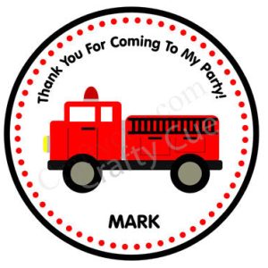 Firetruck Goody Bag Tags, Firetruck Favor Tags, Firetruck Favors, Firetruck Birthday