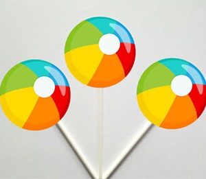 Beach Ball Cupcake Toppers - Beach Cupcake Toppers - Beach Party Cupcake Toppers