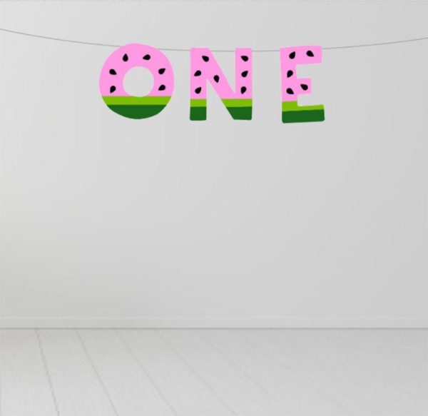 Watermelon ONE High Chair Banner, ONE In A Melon Birthday Party, Watermelon First Birthday, Baby Shower, Photo Prop, Watermelon Party