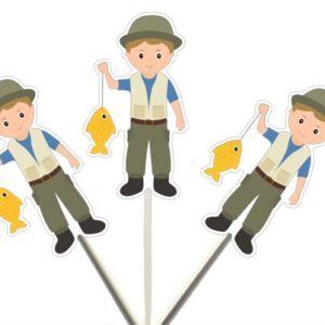 Fishing Cupcake Toppers, Fisherman Cupcake Toppers, Fishing Birthday, Fishing Party, Fishing Cake Toppers
