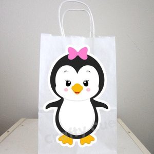 Penguin Goody Bags, Penguin Favor Bags, Penguin Party Bags, Winter Onederland Favor, Goody, Gift Bags, Girl Penguin (92317359P)