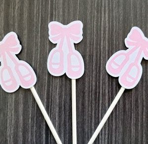 Ballerina Birthday Ballet Slipper Cupcake Toppers
