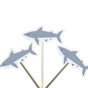 Shark Cupcake Toppers - Fish Cupcake Toppers - Under The Sea Cupcake Toppers, Item# 8116141A