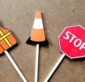 Construction Cupcake Toppers, Construction Party Cupcake Toppers, Construction Birthday, Construction Cone, Construction Vest, Stop Sign
