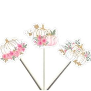 Pumpkin Cupcake Toppers, Little Pumpkin Cupcake Toppers, Pumpkin Cake Toppers, Little Pumpkin Birthday, Pumpkin Party, Pink and Gold Pumpkin