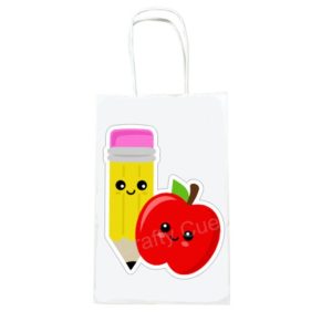 Pencil and Apple Goody Bag, Apple Favor Bag, Apple Goodie Bag, Back to School Party Bags, Apple Party Bags, Apple Gift Bags