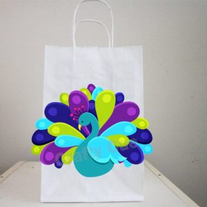Peacock Birthday Party Favor, Goody, Gift Bags - Peacock Favor Bag Decorations