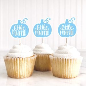 LITTLE PUMPKIN CUPCAKE Toppers - Pumpkin Cupcake Toppers Pumpkin Cake Toppers, Little Pumpkin Birthday, Pumpkin Party, Pink and Gold Pumpkin