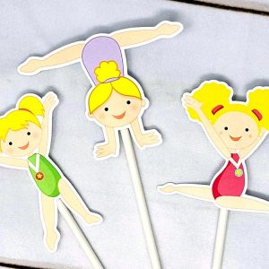 Gymnastics Cupcake Toppers, Gymnast Cupcake Toppers, Girl Gymnasts (102116151A)