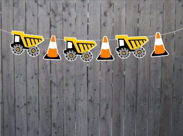 Construction Party Garland, Construction Garland, Construction Banner, Construction Cone Garland, Construction Cone Banner