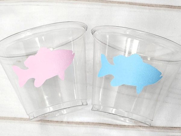 GENDER REVEAL FISHING Party Cups - Fish Party Cups Fishing Baby Shower Fishing Favors Fishing Decorations Fishing Birthday Fishing Party