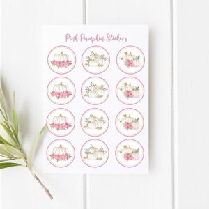 PINK PUMPKIN STICKERS - Pink Pumpkin Party Stickers Pink Pumpkin Party Favors Pink Pumpkin Baby Shower Decorations Pink and Gold Pumpkin