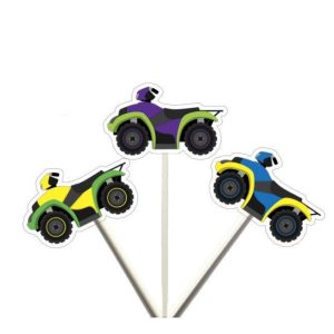 ATV Cupcake Toppers ATV Party Motorcycle Cupcake Toppers Dirt Bike Cake Toppers Motocross Birthday Party Motorcycle Cupcake Toppers