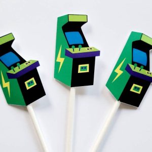 Arcade Cupcake Toppers, Arcade Game Cupcake Toppers, Video Game Cupcake Toppers - Gaming Cupcake Toppers, 80's cupcake toppers
