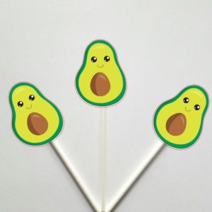 Avocado Cupcake Toppers, Avocado Birthday, Avocado Decorations, Avocado Food Picks, Avocado Baby Shower