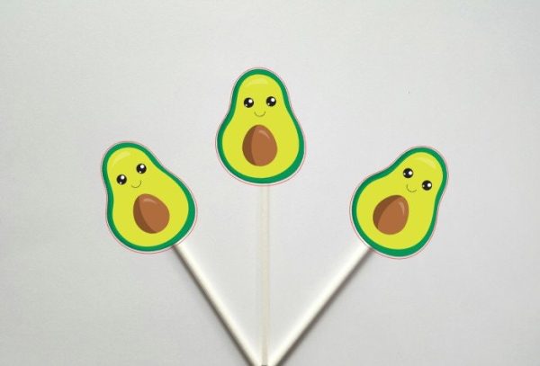 Avocado Cupcake Toppers, Avocado Birthday, Avocado Decorations, Avocado Food Picks, Avocado Baby Shower