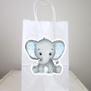 Elephant Goody Bags, Elephant Favor Bags, Elephant Gift Bags - Pink and Grey, Chevron Elephant, Girl Elephant