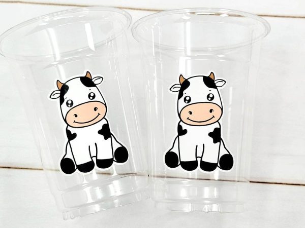 COW PARTY CUPS - Cow Cups Cow Birthday Cups Farm Animal Cups Cow Party Favors Farm Cow Baby Shower Cow First Birthday Cow Party Decorations