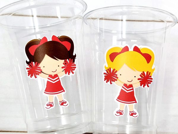 CHEERLEADER PARTY CUPS - Cheer Party Cups Cheerleader Party Cups Cheer Birthday Party Cheer Party Favors Cheer Baby Shower Cups Cheer Squad