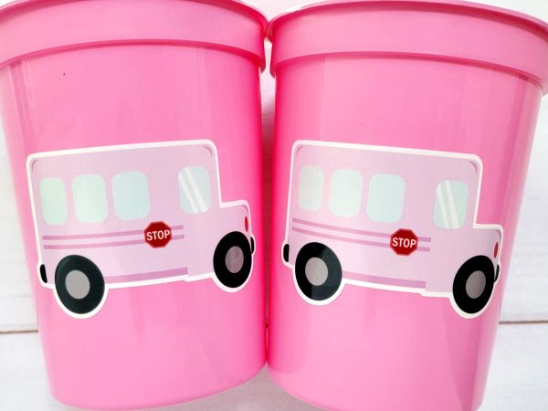 School Bus Party Cups - Reusable School Cups School Bus Birthday School Bus Party School Bus Favors Teachers Gift for Teacher Back To School