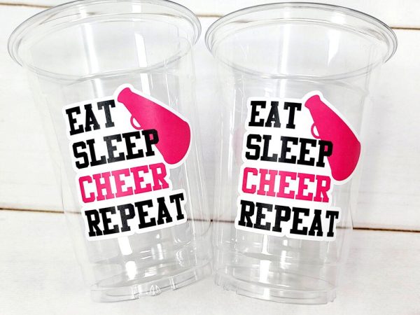CHEERLEADING PARTY CUPS - Cheer Party Cups Cheerleader Party Cups Cheer Birthday Party Cheer Party Favors Cheer Baby Shower Cups Cheer Squad