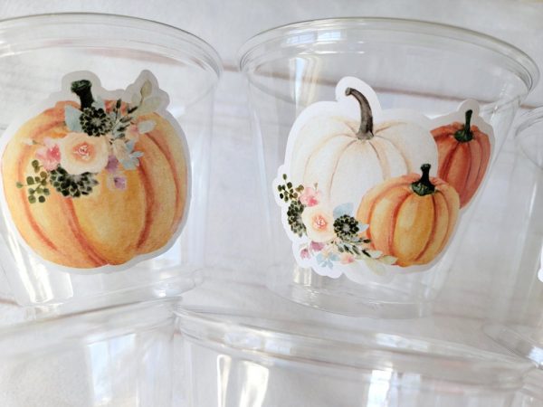 FALL PUMPKIN PARTY Cups - Little Pumpkin Cups Fall Baby Shower Cups Pink Pumpkin Fall Baby shower White Pumpkin Party Cups Party Favors