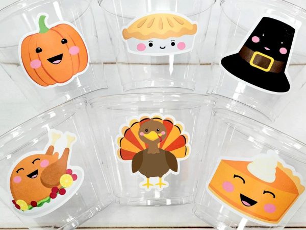 THANKSGIVING PARTY CUPS -Turkey Party Cups Thanksgiving Cups For Kids Turkey Kawaii Thanksgiving Cups Thanksgiving Party Favors Pumpkin Cups