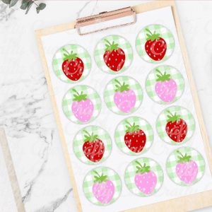 Strawberry Stickers, Strawberry Party, Strawberry Baby Shower, Strawberry Party Favors, Strawberry Birthday, Strawberry Candy Bag Stickers