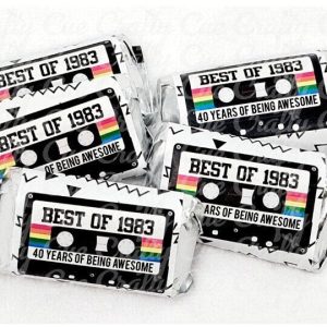 30 - 40th Birthday Cassette Tape Stickers 40th Birthday Stickers or Mini Candy Bar Wrapper Vintage 40th Birthday Best of 1983 Birthday