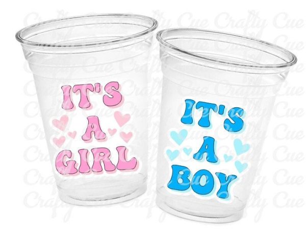 GENDER REVEAL Party Cups - Pink and Blue Party Favors It's A Boy Cups It's A Girl Cups Gender Reveal Gender Reveal Decorations Baby Shower