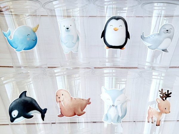 WINTER ARCTIC ANIMAL Party Cups - Disposable Winter Animal Cups Winter Baby Shower Winter Party Decorations Winter Wonderland Baby Shower