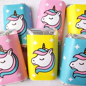 30 - UNICORN PARTY STICKERS for mini candy Unicorn Stickers Unicorn Party Favors Unicorn Candy Wrapper Stickers Unicorn Birthday Decoration