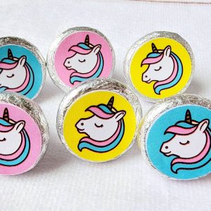 180 - UNICORN PARTY STICKERS for candy Unicorn Stickers Unicorn Party Favors Unicorn Candy Wrapper Stickers Unicorn Birthday Decorations