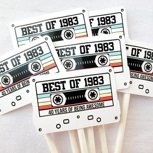 40th Birthday Party Cupcake Toppers - Cassette 40th Birthday Cupcake Toppers Best of 1983 Birthday Vintage 40th Birthday 40th Birthday Party