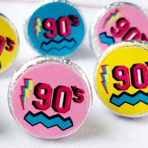 180 - 90s Birthday Party Stickers for Candy I love the 90s Birthday Decoration 90s Party Favors 90s Candy wrappers 40th birthday party Favor