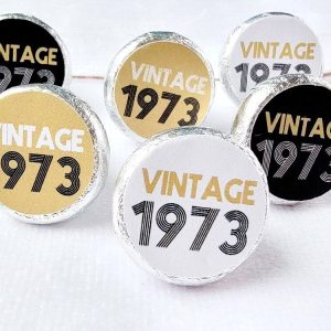 180 - 50th Birthday Stickers Vintage 50th Birthday Stickers for Candy Wrappers Vintage 50th Birthday Best of 1973 Birthday 1973