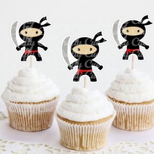 Ninja Cupcake Toppers Ninja Birthday Decorations Ninja Party Ninja Party Supplies Ninja Cupcake Picks Ninja Cake Toppers Ninja Cupcake Decor