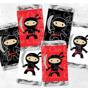 30 - Ninja PARTY STICKERS Ninja Candy Wrapper Stickers Ninja Party Favors Ninja Birthday Stickers Ninja Party Favor Stickers for Mini Candy