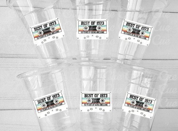 50th PARTY CUPS 50th Birthday Decoration 50th Party Favors 50th Party 50th Birthday Cassette Tape Party Best of 1973 Birthday Vintage 1973
