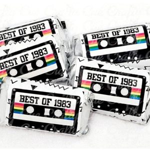 30 - 40th Birthday Cassette Tape Stickers 40th Birthday Stickers or Mini Candy Bar Wrapper Vintage 40th Birthday Best of 1983 Birthday