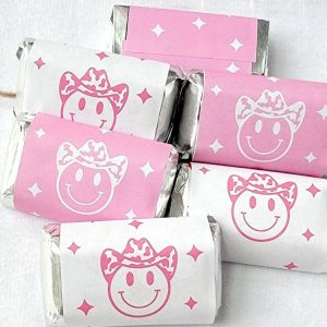 30 - COWGIRL PARTY STICKERS for candy Cowgirl Smiley Face Stickers Rodeo Let's Go Girls Bachelorette Party Favors Candy Wrapper Decorations