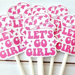 Cowgirl Cupcake Toppers Let's Go Girls Cupcake Toppers Bachelorette Party Cupcake Toppers Bachelorette Decorations Cowgirl Bachelorette