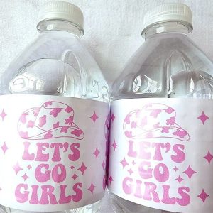 COWGIRL Let's Go Girls Water Bottle Labels Cowgirl Birthday Cowgirl Bachelorette Party Water Bottle Favors Cowgirl Bottle Labels Favors
