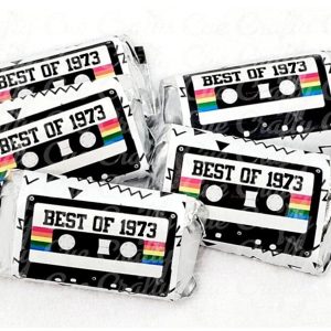 30 - 50th Birthday Cassette Tape Stickers 50th Birthday Stickers For Mini Candy Bar Wrapper Vintage 50th Birthday Best of 1973 Birthday