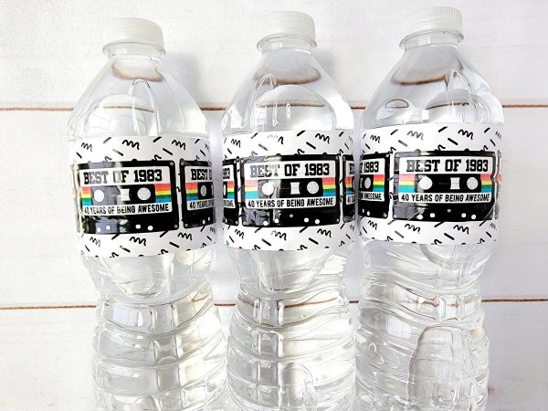40th Birthday Water Bottle Labels 40th Birthday Water Bottle Favors 1983 Cassette Tape Water Bottle Labels 1983 Favors Vintage 1983