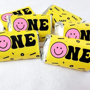 30 - ONE HAPPY GIRL Party Stickers One Happy Dude Party Favors One Happy Dude Birthday Decorations One Happy Dude Smiley Face Candy Sticker