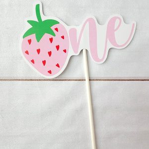 Strawberry Cake Topper - Strawberry Birthday Strawberry Party Strawberry Decorations Strawberry Centerpiece Sticks Strawberry First Birthday