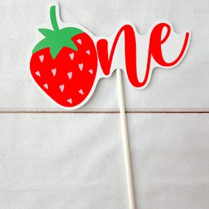 Strawberry Cake Topper - Strawberry Birthday Strawberry Party Strawberry Decorations Strawberry Centerpiece Sticks Strawberry First Birthday